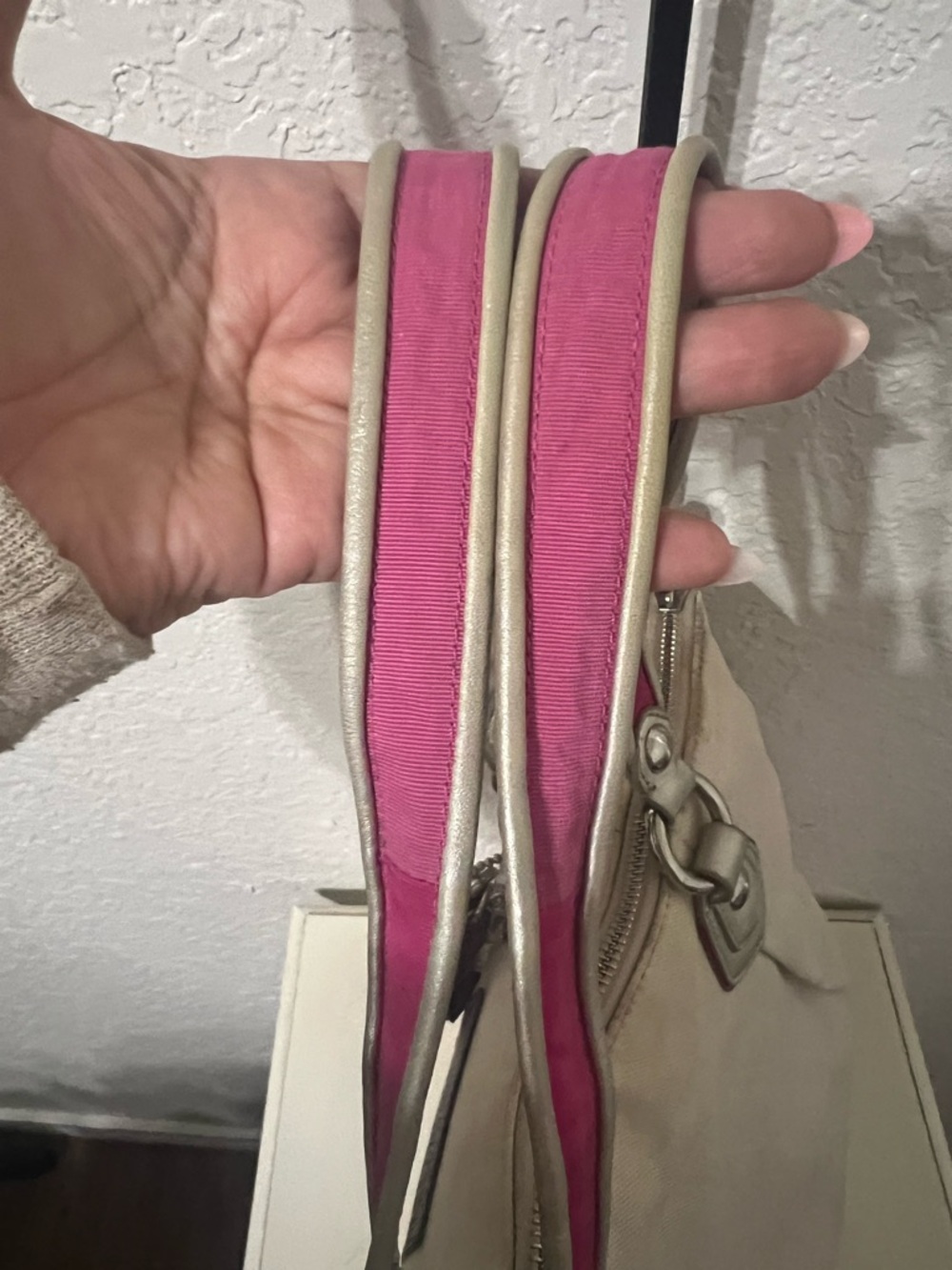 Coach Canvas Poppy Tote Bag with Pink Accents and Silver Hardware - Picture 3 of 10